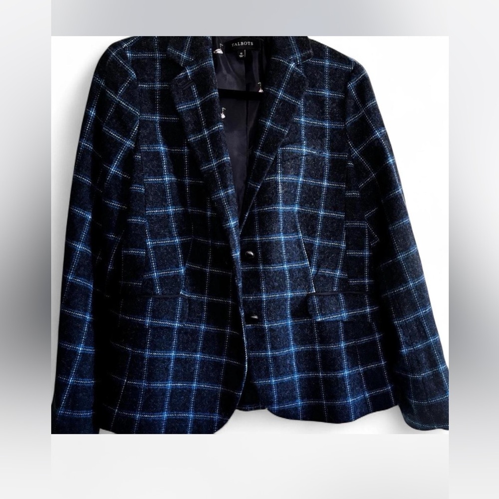 Talbots Navy and Black Checkered Jacket
